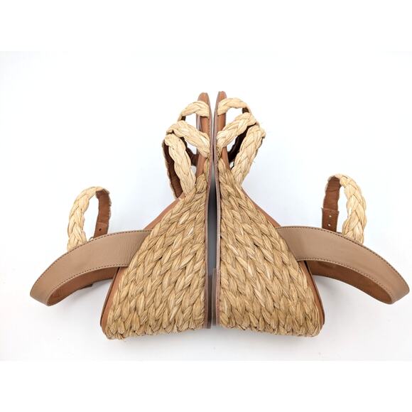 André Assous Milena Wedge Sandal Women's Open Toe Natural/Brown Size US8 EU38 - Picture 6 of 10